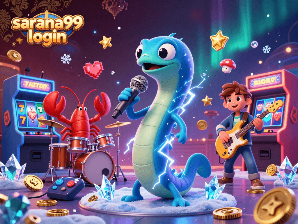 Experience the thrill of sarana99 login with vibrant characters in an animated casino scene.