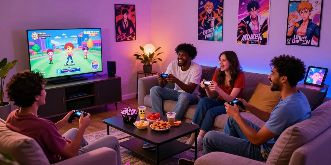 Users enjoying gay ecchi games in a cozy living room