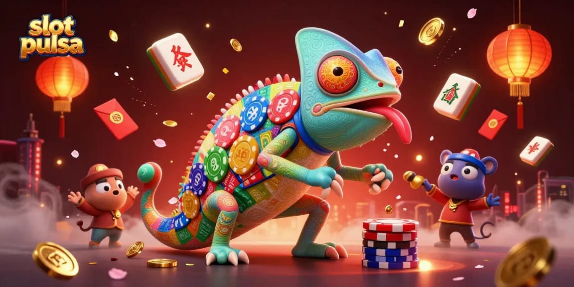 Menangkan jackpot dalam permainan slot pulsa dengan karakter kasino yang menyenangkan dan iringan elemen beruntung.