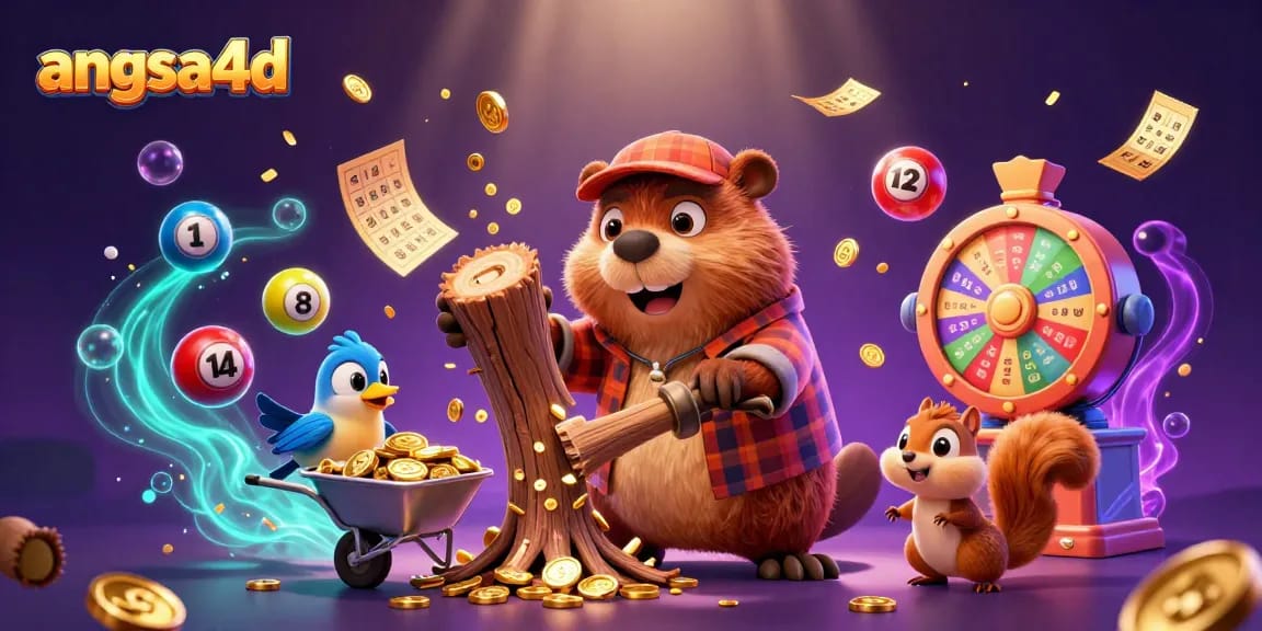 Angsa4d showcases vibrant scenes of winning strategies with coins raining down from a tree.