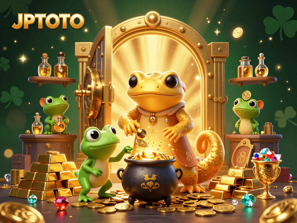 Engage in thrilling JPTOTO classic lottery action with gold coins, vibrant gems, and alchemical magic.