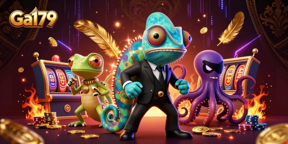 Experience the thrill of Ga179 in a vibrant casino setting, featuring colorful characters and dynamic elements.