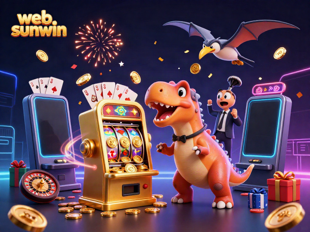 Experience thrilling wins with web sunwin as a pachycephalosaurus celebrates jackpot coins