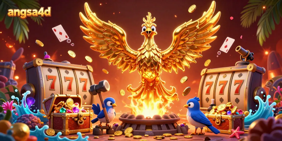 Experience unlimited winning opportunities with angsa4d in this vibrant casino illustration.