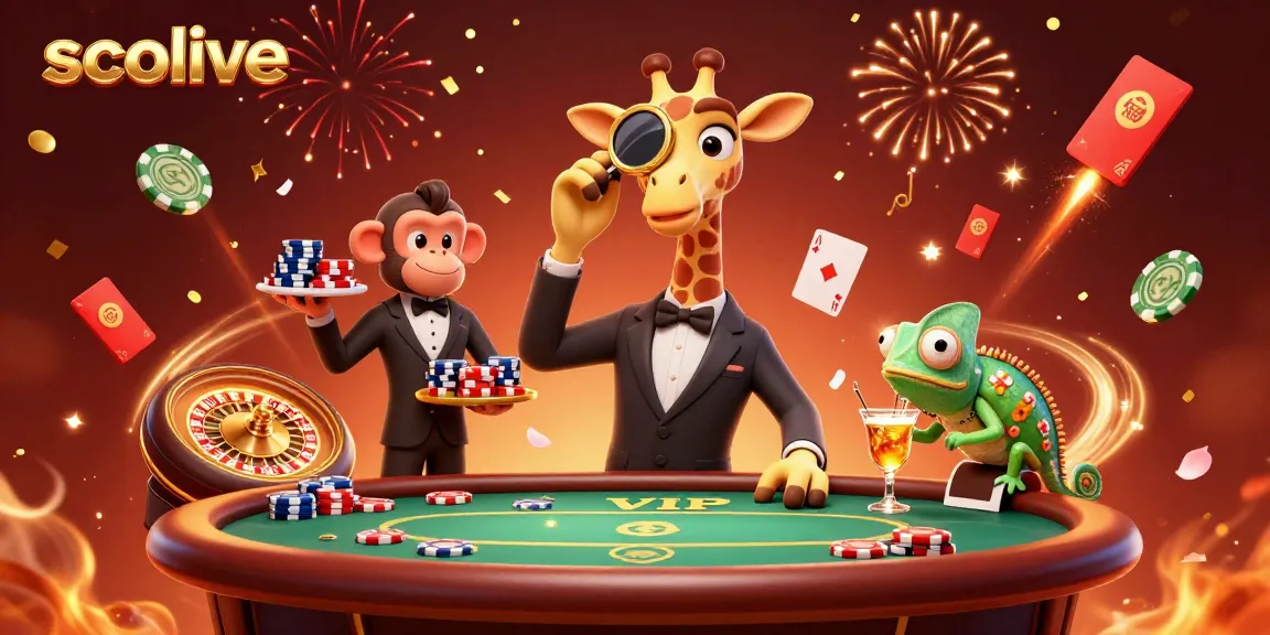 Socolive players enjoy card games in a vibrant casino scene with dynamic energy and colorful elements.