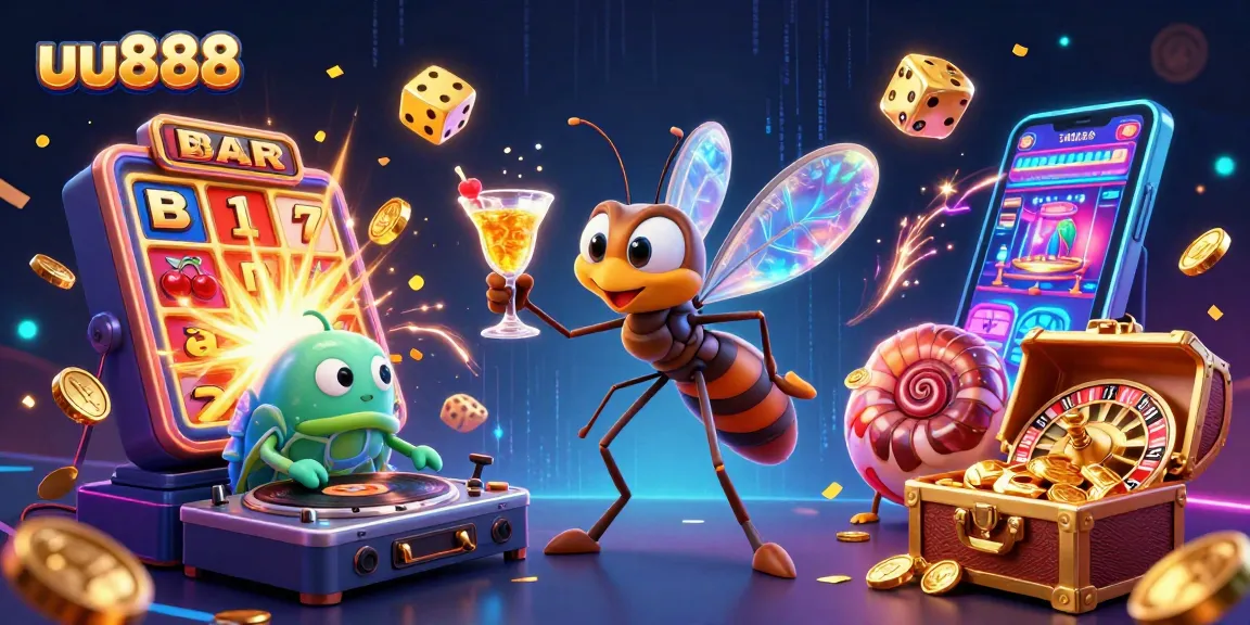 Experience thrilling gameplay with uu888 at an exhilarating casino scene featuring vibrant slot machines and lucky symbols.