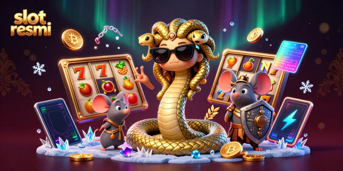 Play slot resmi with Medusa and friends in a vibrant, detailed digital illustration.