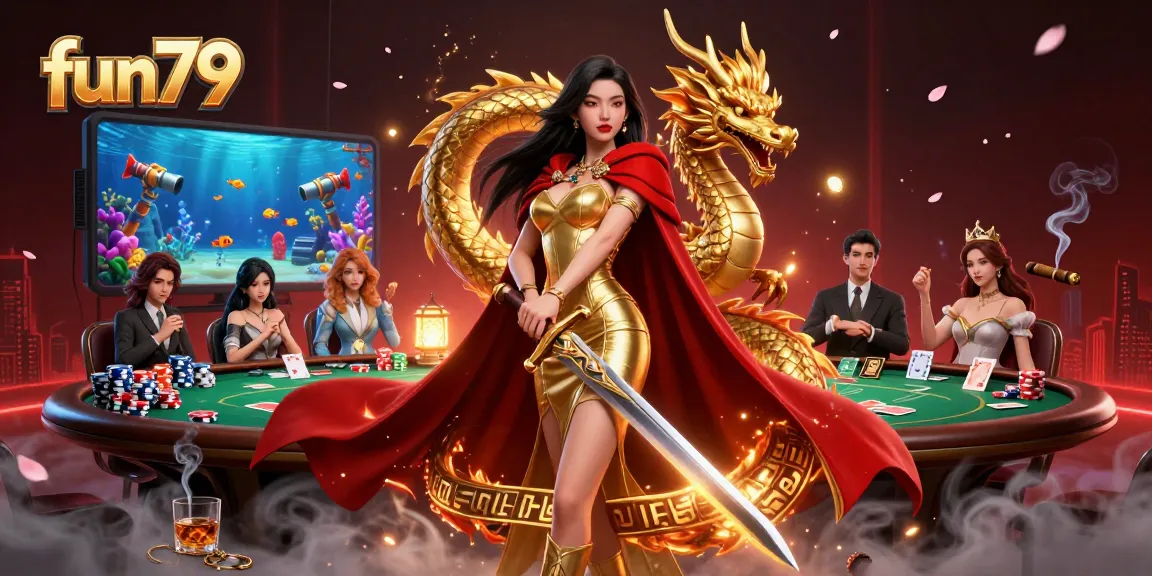 Experience fun79 with this vibrant scene showcasing underwater fishing elements and thrilling casino action.