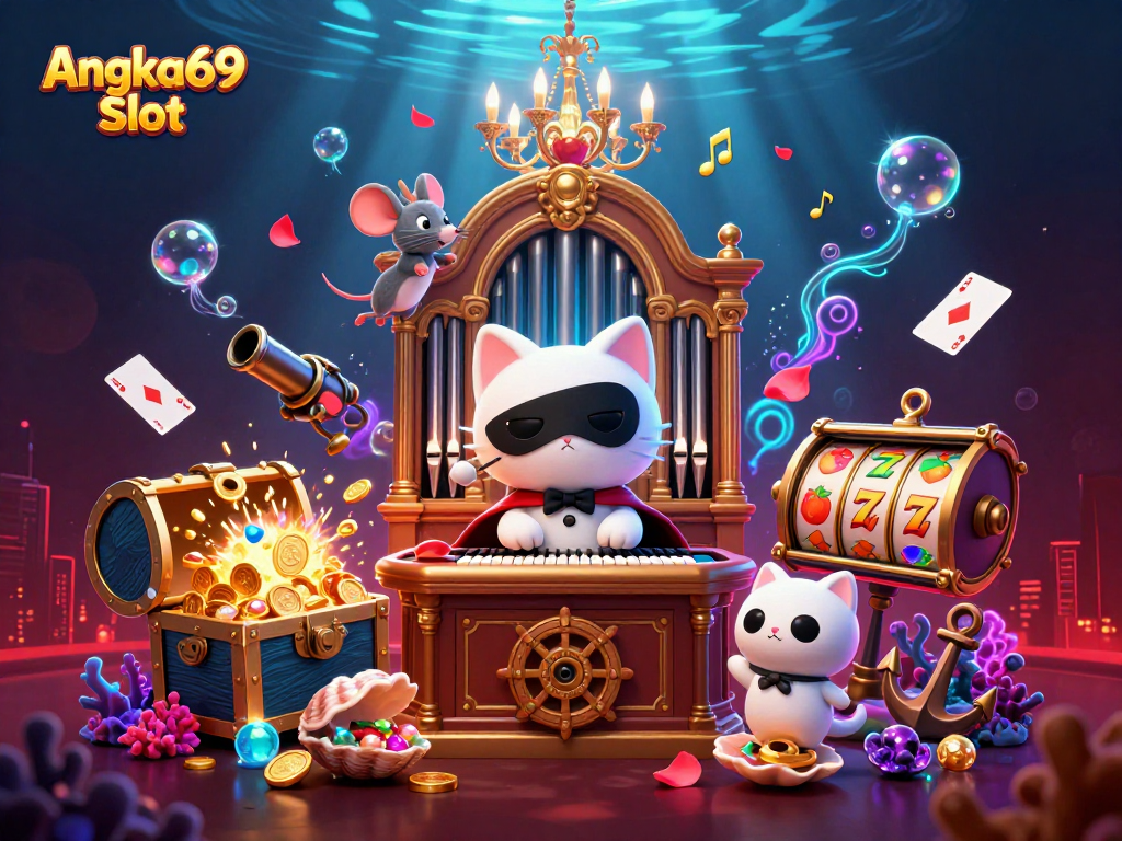 Experience thrilling Angka69 Slot action with vibrant characters and dynamic gambling elements.