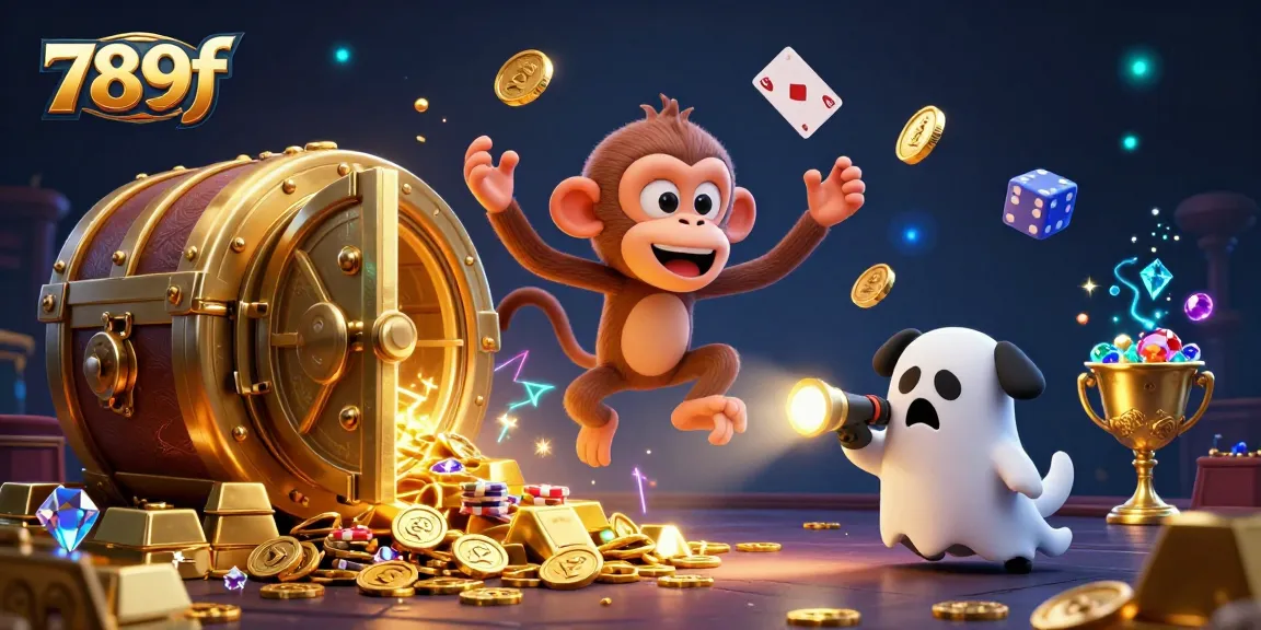 Experience thrilling gameplay at 789f with a playful ghost-hunter puppy tracking a mischievous poltergeist monkey juggles golden treasures.