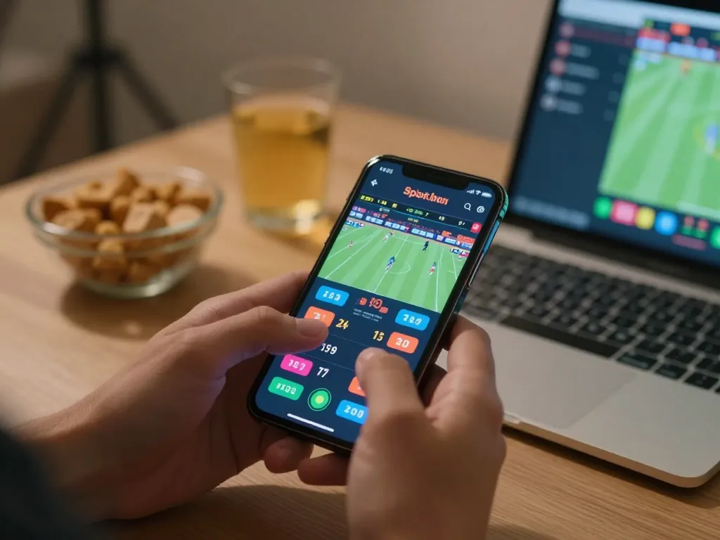Placing a bet on 789 win through smartphone during a live sports event