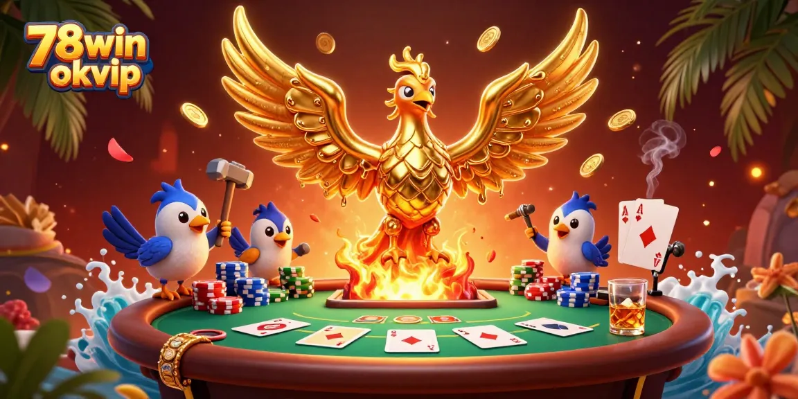 Experience thrilling gameplay with the stunning 78win okvip golden phoenix in a vibrant casino scene.