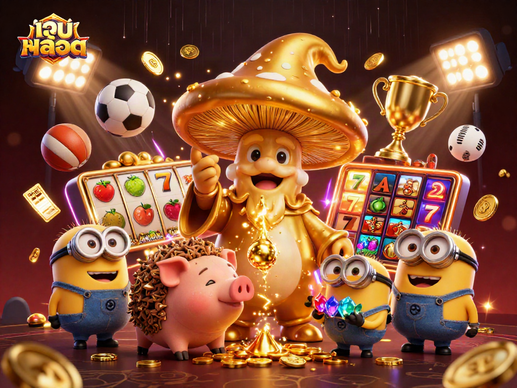 Engage in เว็บสล็อต with a magical scene featuring a wizard and treasure-seeking characters