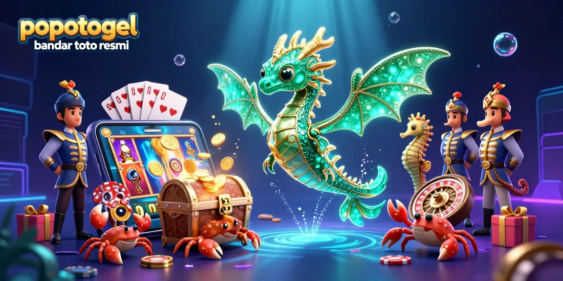Experience thrilling gameplay with popotogel bandar toto resmi, featuring a vibrant sea dragon and dynamic casino elements.