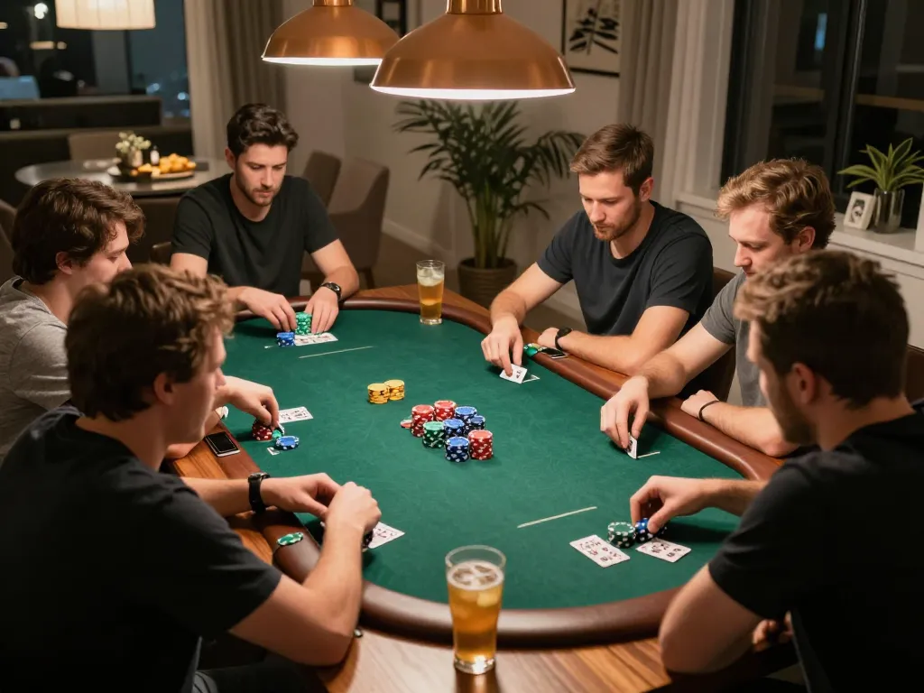 Engaging gameplay scene of Canada online casinos in action during a home poker night