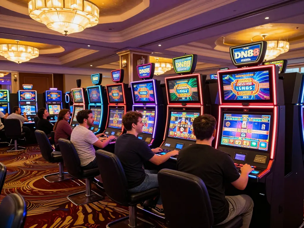 Players spinning slot machines at the DN88 casino for engaging online gaming experiences.