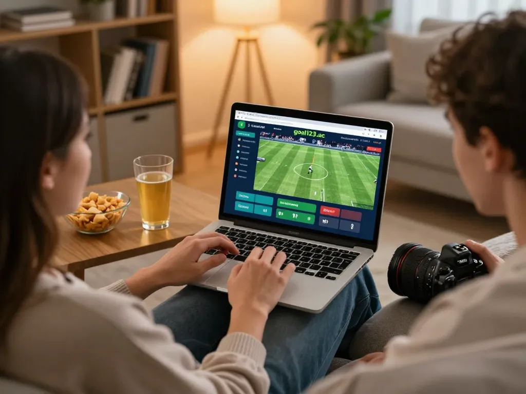 Engaging in online sports betting on goal123.ac while enjoying a cozy home environment.