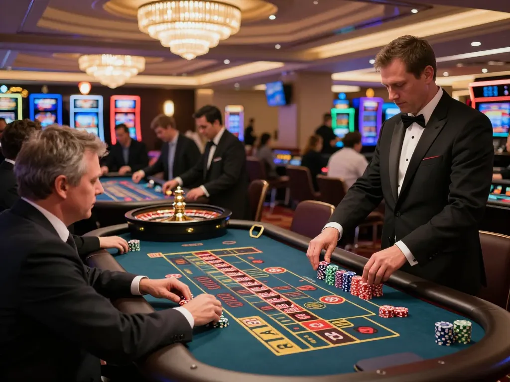 MPO08 players engaging at a roulette table showcasing excitement and luxury in the casino experience.