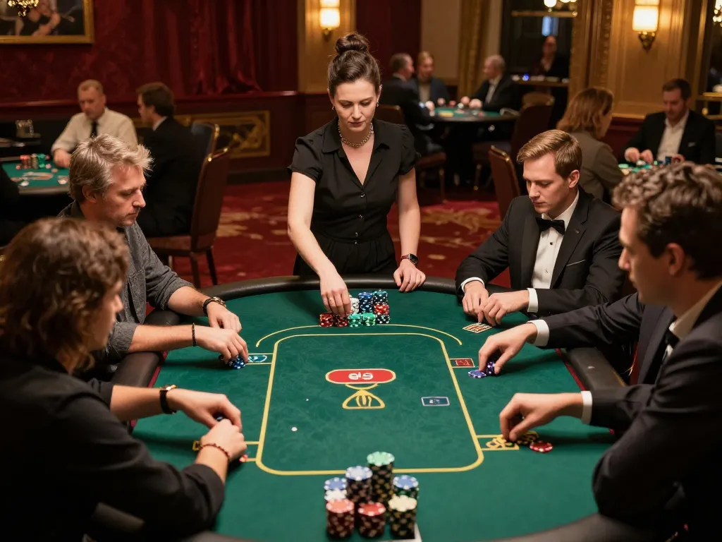 kkwin players strategizing their poker moves in a luxurious casino setting.