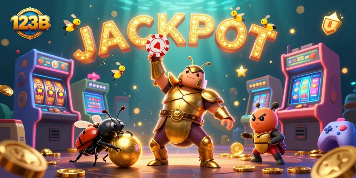 Play and win big at 123B Casino with a vibrant jackpot scene showcasing gaming elements and excitement.
