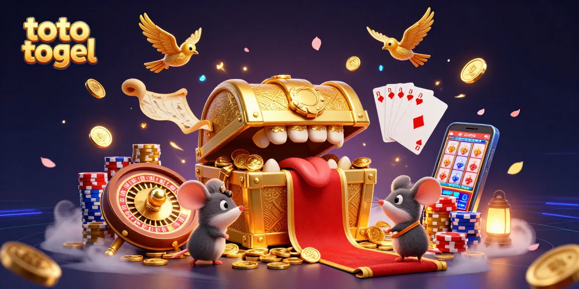 Engage in thrilling toto togel action with a vibrant scene filled with treasures and excitement.