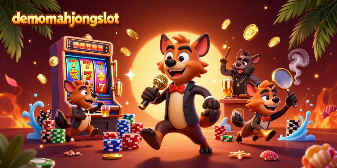 Experience winning spins and colorful reels at demomahjongslot with this lively casino illustration.