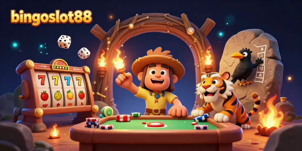 Menangkan hadiah di bingoslot88 dengan ilustrasi kasino prasejarah yang menarik.