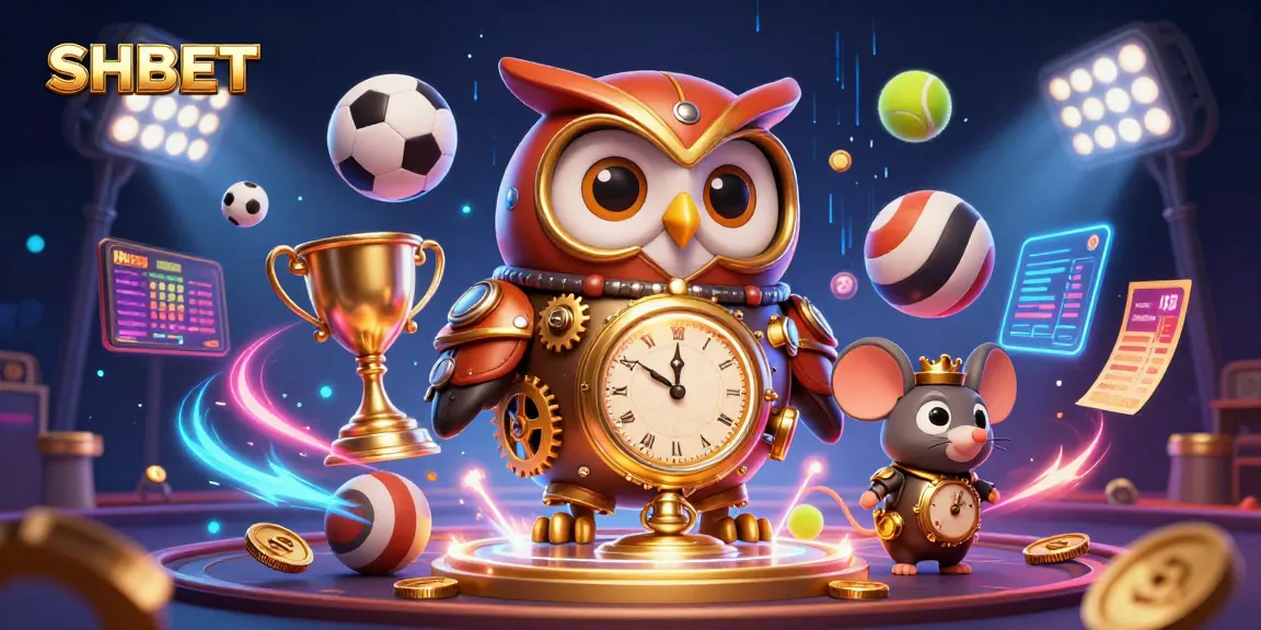 Engage with SHBET's vibrant world of 3D casino gaming showcasing an owl and mouse in action.