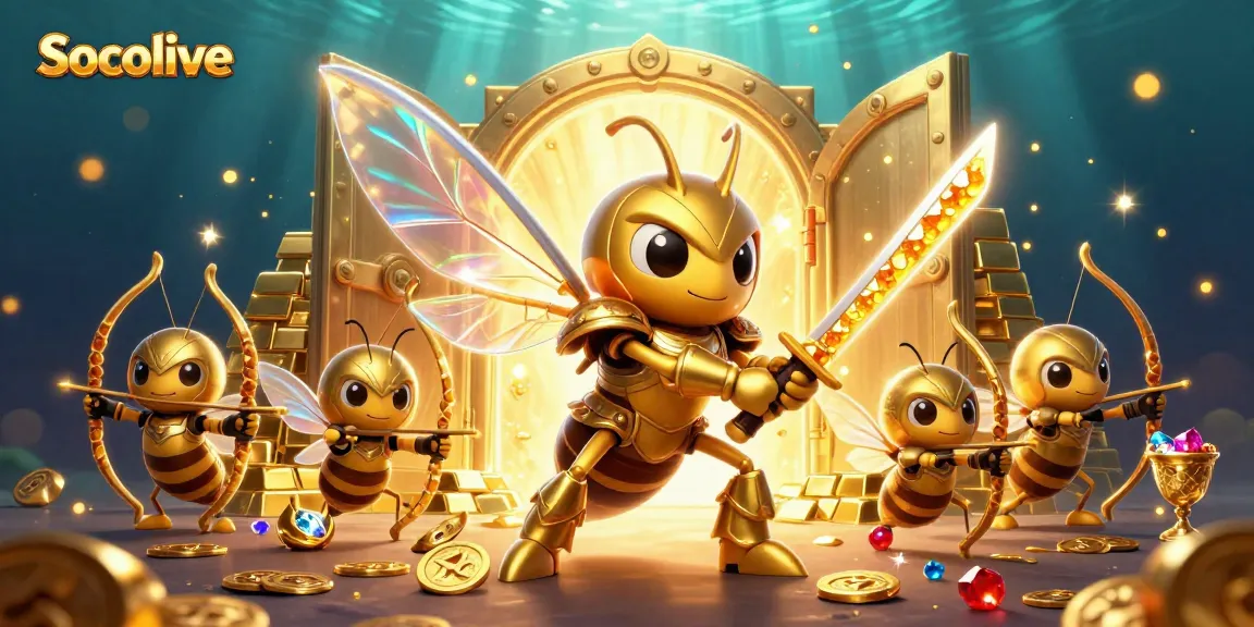 Socolive showcases a vibrant scene with golden hornets and thrilling casino elements.