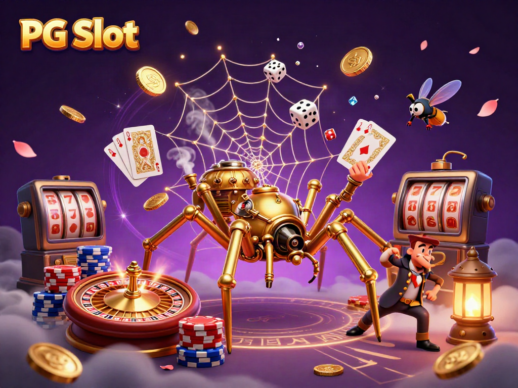 Engage with PG Slot as a whimsical steampunk scene unfolds with golden coins and dynamic gaming elements.