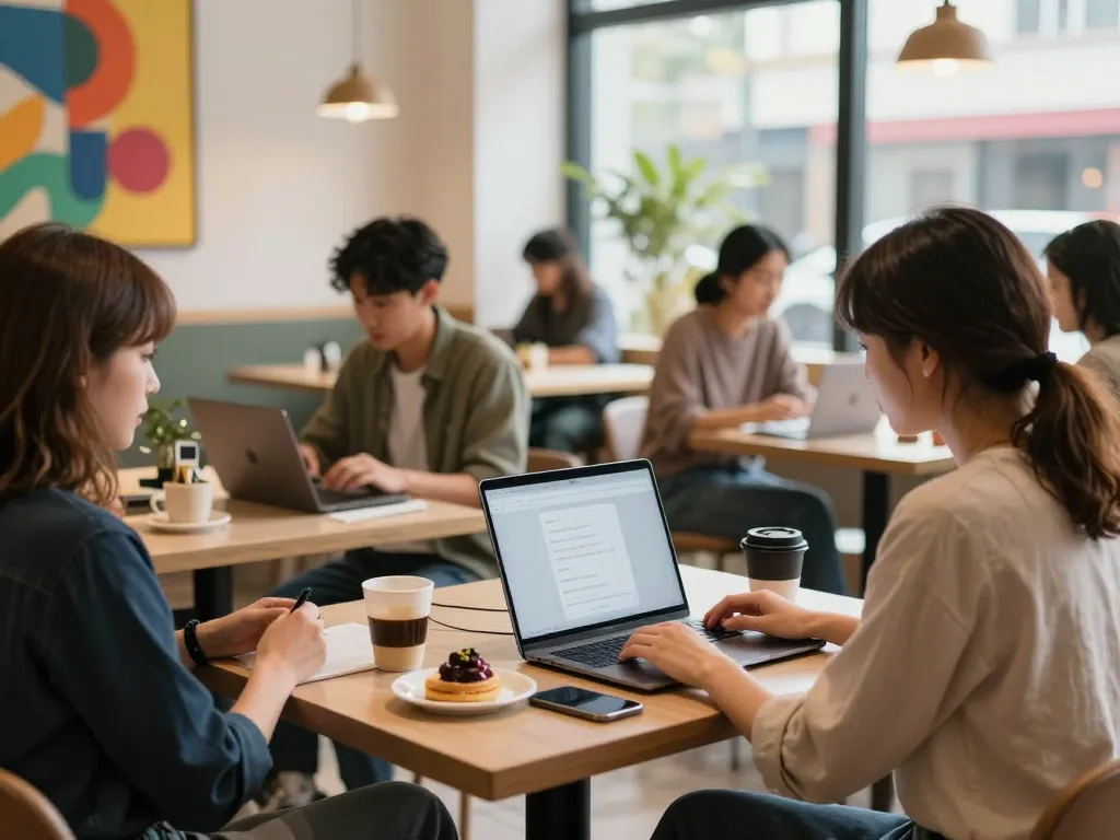 Engaging in ai sex chat while enjoying a tech-savvy cafe atmosphere