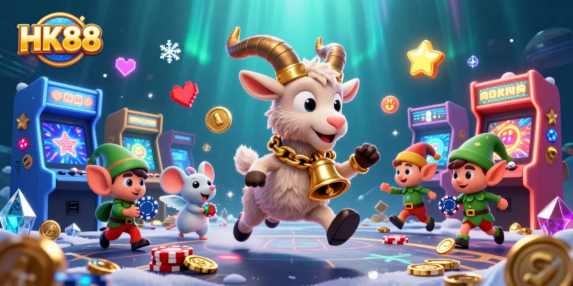 Engage in thrilling gameplay at HK88, where festive characters and casino excitement collide.