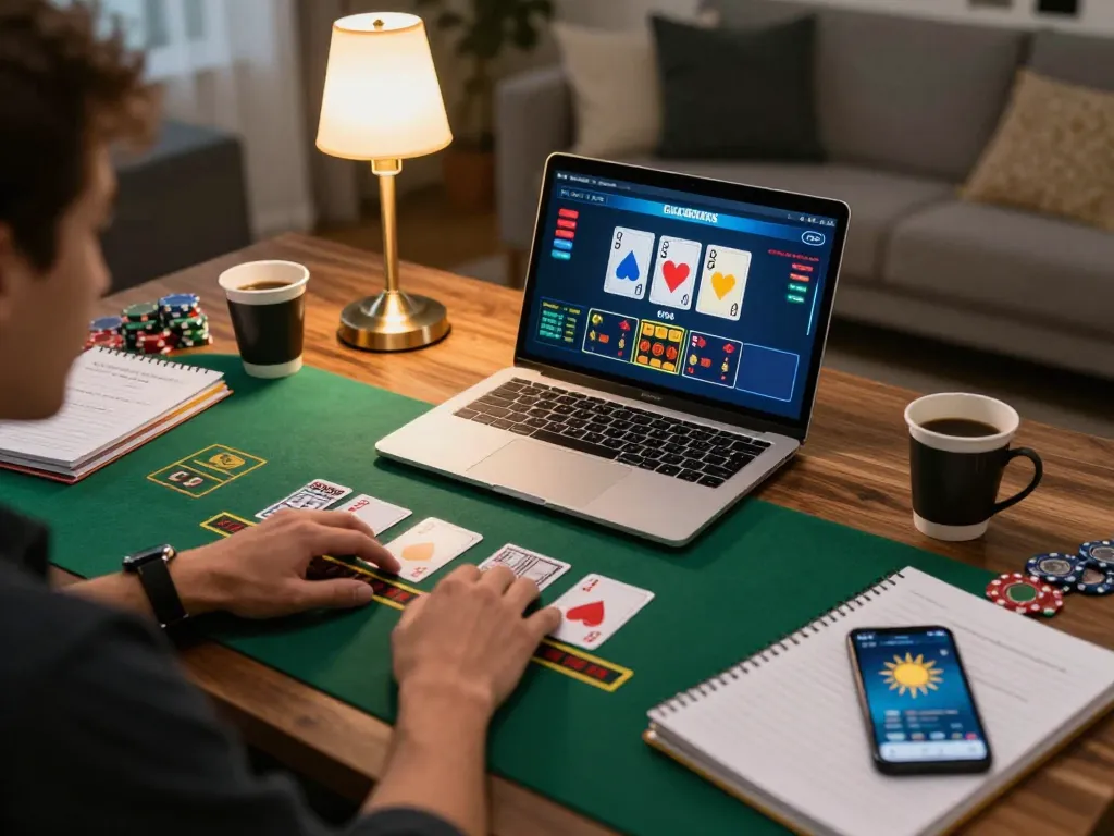 Player enjoying a live dealer game on sunwin app during a cozy home gaming session.