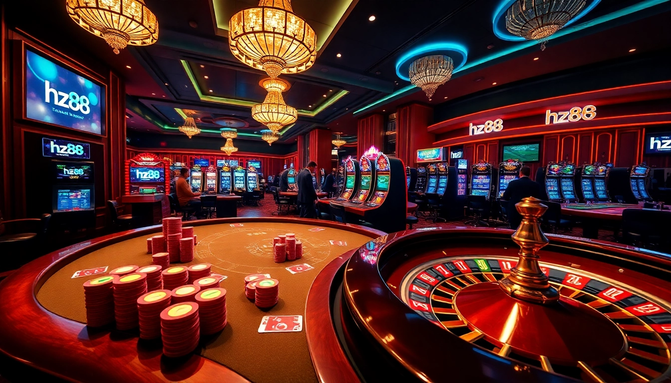 hz88 casino table showcasing strategic poker chip betting and live roulette action