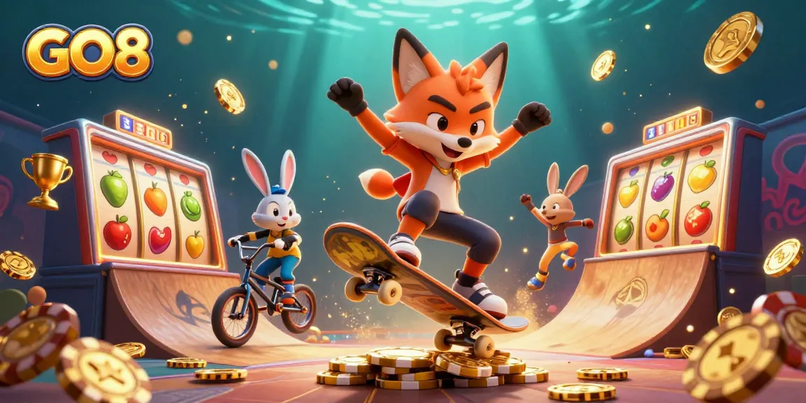 Spin the reels at GO8 and enjoy the thrill of vibrant slot games with animated characters!