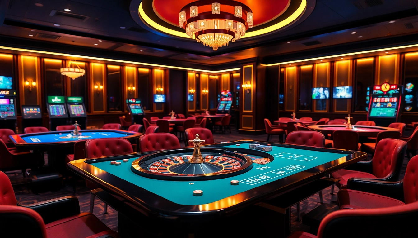 Casino spielen online in einem lebhaften Spielumfeld mit hell beleuchtetem Tisch und luxuriöser Atmosphäre.