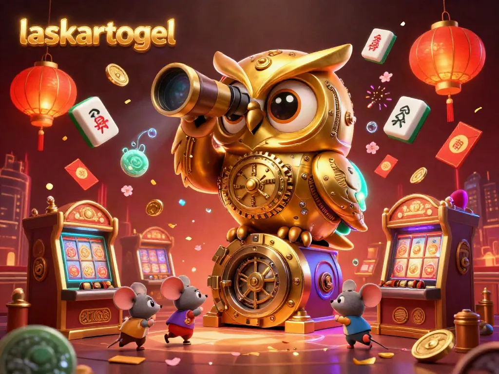 Engage with the immersive laskartogel casino scene featuring a golden owl and playful mice amidst vibrant game elements.