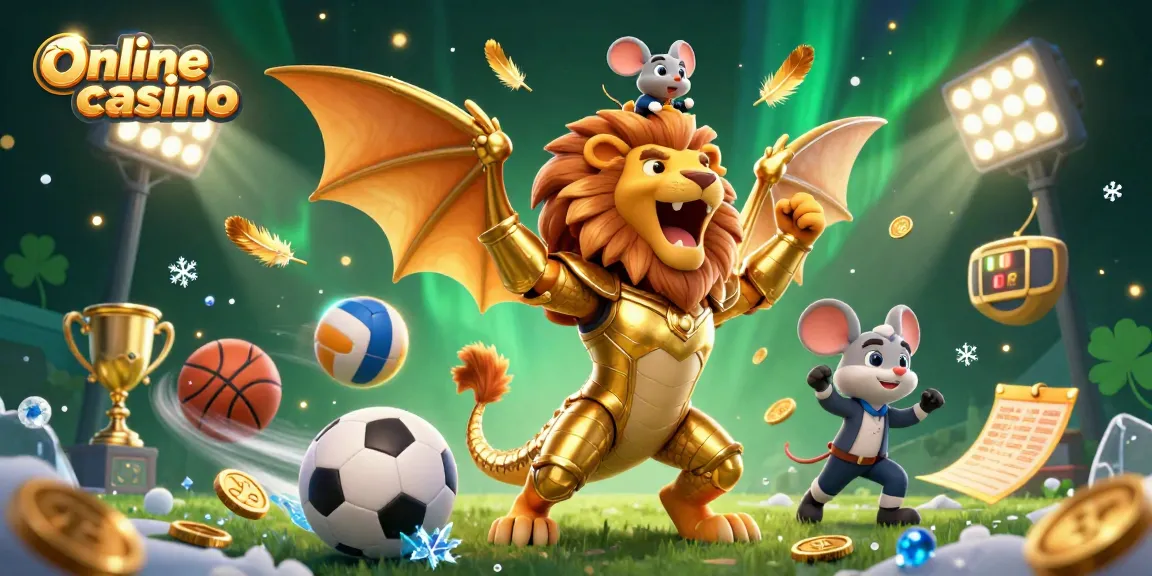 Engage in lively action at this online casino featuring dynamic sports elements and a triumphant chimera.