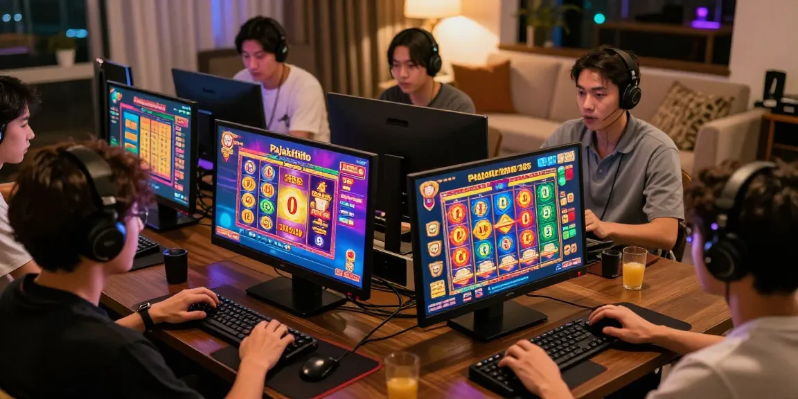 Pajaktoto online gaming experience with enthusiastic players in a vibrant living room setting