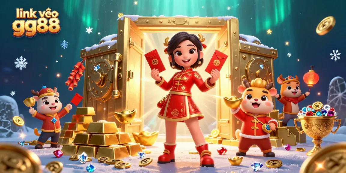 Experience the excitement of gaming with link vào gg88 showcasing festive characters and gleaming treasures in a dynamic casino scene.