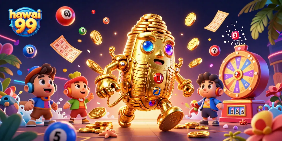 Engage with hawai 99's thrilling gaming world with dynamic golden golem and casino elements.