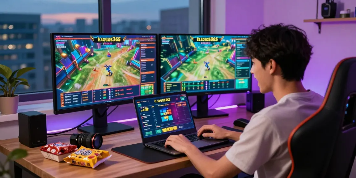 Exciting online betting experience with Lotus365 on a modern setup featuring vibrant graphics and live sports.