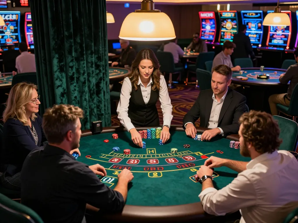 Players immersed in live Baccarat at Trang chủ Luck8, showcasing excitement in a luxurious setting.