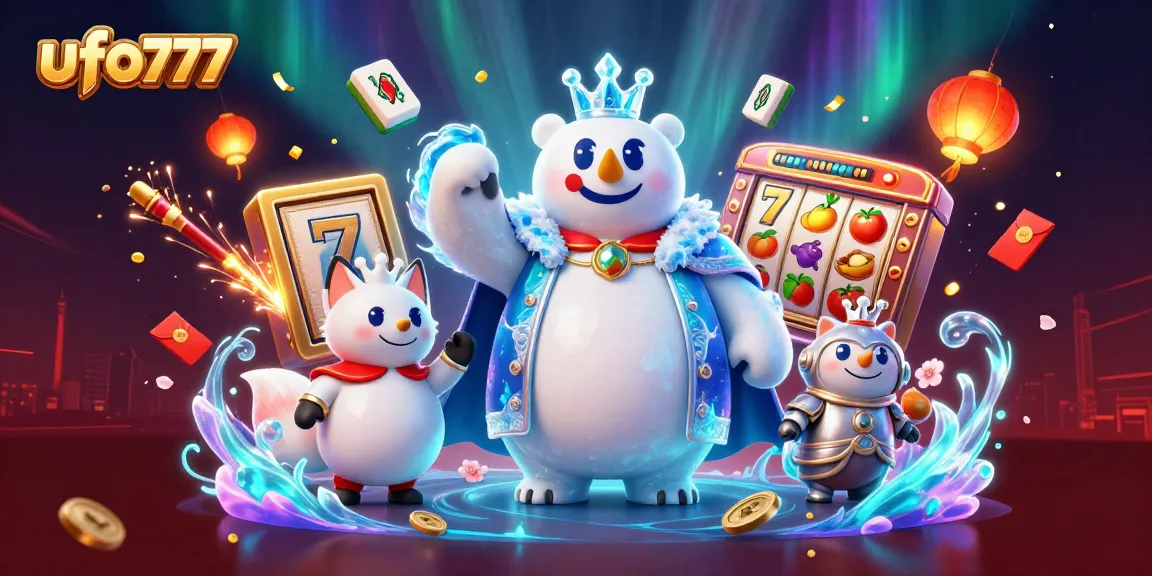 Experience the thrill of ufo777 with vibrant slot reels and a captivating Arctic scene.
