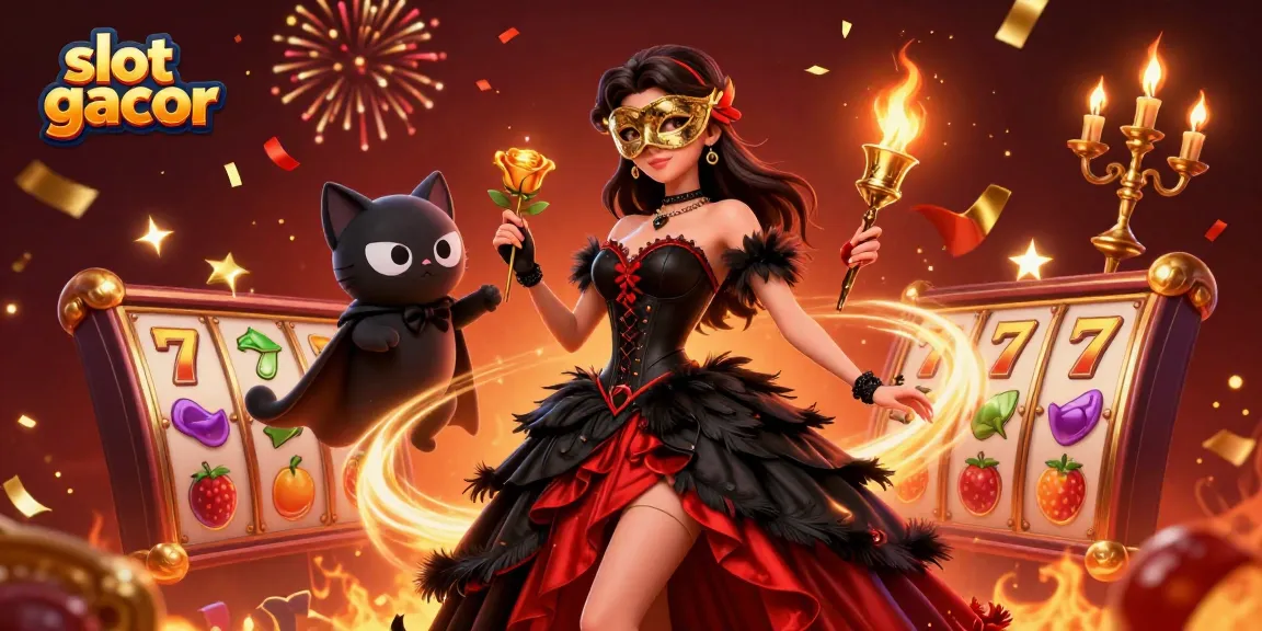 Engage with slot gacor illustrations showcasing dynamic slot reels and celebratory elements.
