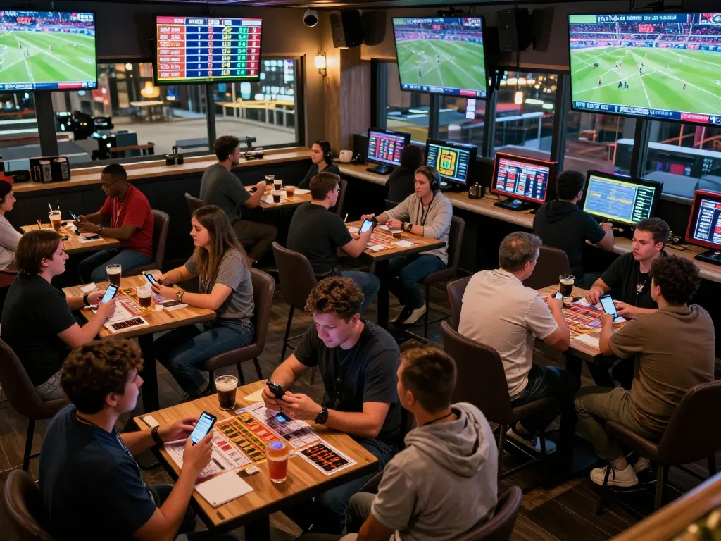 Kèo nhà cái 88 sports betting enthusiasts placing bets in a lively lounge.