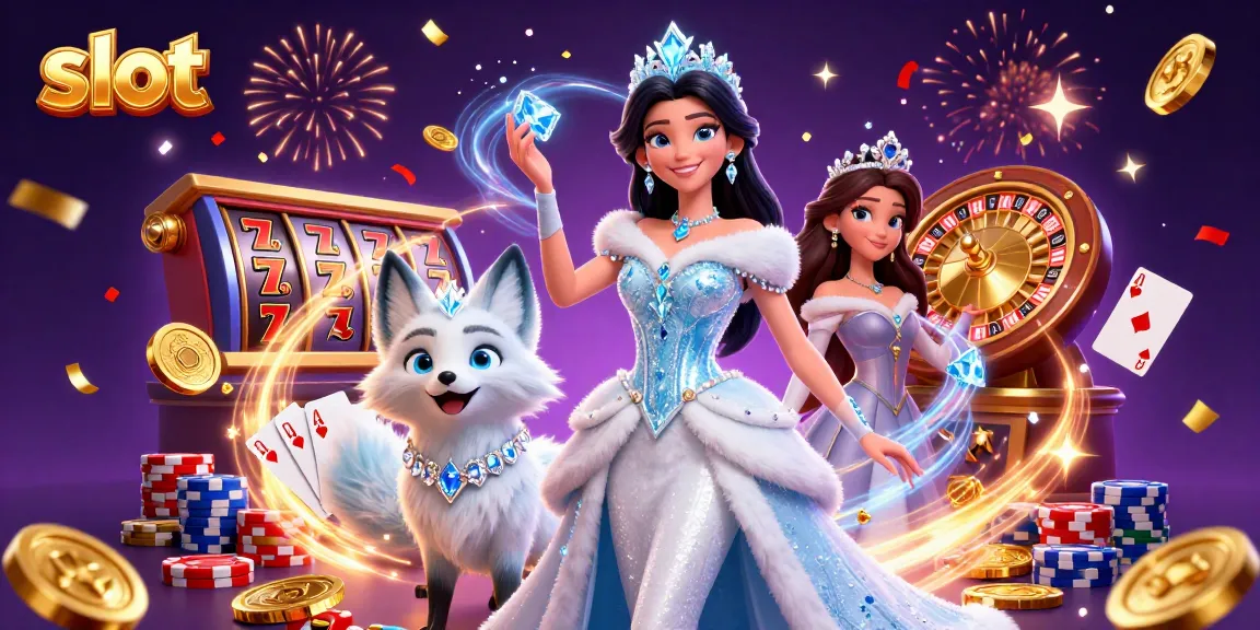 Experience thrilling slot action with vast jackpots and exciting symbols in this colorful casino scene.
