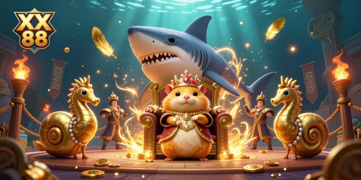 Experience the excitement of gaming with the XX 88 golden hamster king and whale throne.