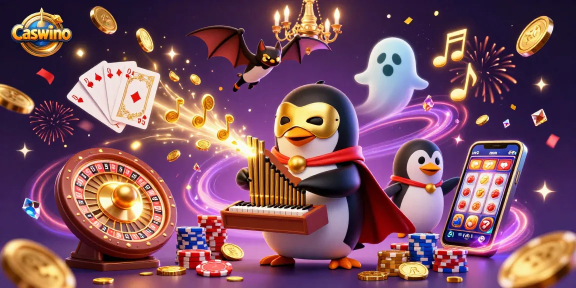 Experience thrilling gameplay at Caswino with a vibrant 3D casino illustration showcasing dynamic game elements.