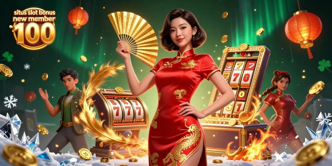 Experience the excitement of situs slot bonus new member 100 with dynamic characters, golden coins, and engaging slot reels.